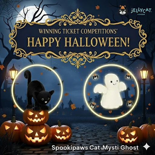 WIN for 95p  ! Jellycat HALLOWEEN Cuteness. SPOOKIPAWS & MYSTI GHOST 2025